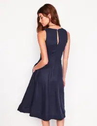 Carla Linen Midi Dress-Navy(Petite,2)