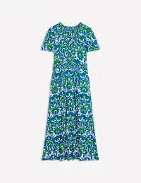 Ellie Flutter Maxi Tea Dress-Blue. Decorative Dandelion(Petite,2)