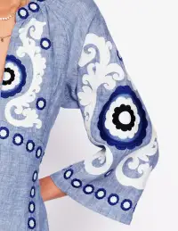Una Linen Embroidered Dress-Chambray(Petite,2)