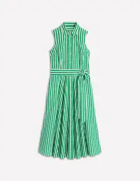 Amy Sleeveless Shirt Dress-Rich Emerald Stripe(Petite,2)