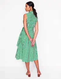 Amy Sleeveless Shirt Dress-Rich Emerald Stripe(Petite,2)
