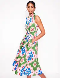 Amy Sleeveless Shirt Dress-Multi. Bloom Geo