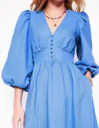 Lola Blouson Maxi Dress-Ocean Blue(Petite,2)