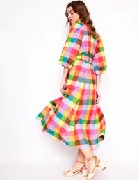 Lola Blouson Maxi Dress-Rainbow Multigingham(Petite,2)