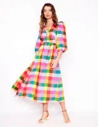 Lola Blouson Maxi Dress-Rainbow Multigingham(Petite,2)