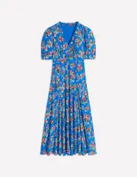 Rosie Godet Tea Dress-Gallery Blue. Abstract Posy(Petite,2)