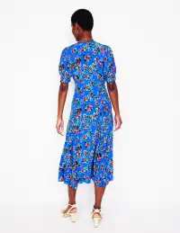 Rosie Godet Tea Dress-Gallery Blue. Abstract Posy(Petite,2)