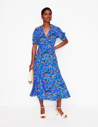 Rosie Godet Tea Dress-Gallery Blue. Abstract Posy(Petite,2)