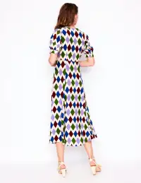 Rosie Godet Tea Dress-Multi. Diamond Stripe(Petite,2)