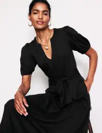 Sofia Trim Jersey Midi Dress-Black(Petite,2)
