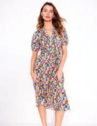 Sofia Trim Jersey Midi Dress-Multi. Paintbox Ditsy(Petite,2)