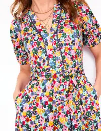 Sofia Trim Jersey Midi Dress-Multi. Paintbox Ditsy(Petite,2)