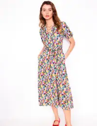 Sofia Trim Jersey Midi Dress-Multi. Paintbox Ditsy(Petite,2)