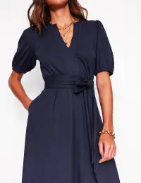 Sofia Trim Jersey Midi Dress-Navy(Petite,2)