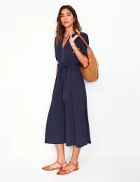 Sofia Trim Jersey Midi Dress-Navy(Petite,2)