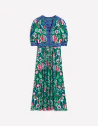 Lily Jersey Midi Tea Dress-Forest Grass. Tulip Fusion(Petite,2)