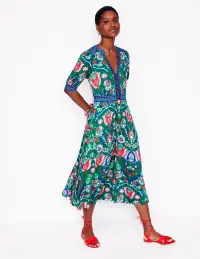 Lily Jersey Midi Tea Dress-Forest Grass. Tulip Fusion