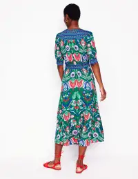 Lily Jersey Midi Tea Dress-Forest Grass. Tulip Fusion(Petite,2)