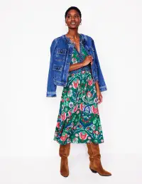 Lily Jersey Midi Tea Dress-Forest Grass. Tulip Fusion(Petite,2)