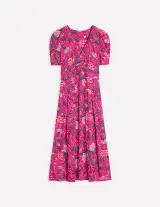 Kristen Pleated Jersey Dress-Pink Yarrow. Carnation Vine(Petite,2)