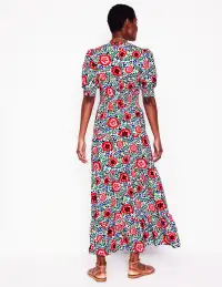 Bella Puff Sleeve Maxi Dress-Multi. Foliage Scatter(Petite,2)