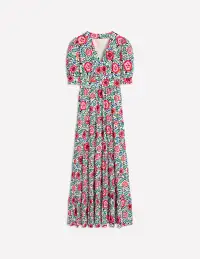 Bella Puff Sleeve Maxi Dress-Multi. Foliage Scatter(Petite,2)