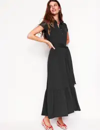 Cressida Jersey Shirt Dress-Black(Petite,2)