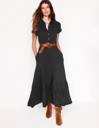 Cressida Jersey Shirt Dress-Black(Petite,2)
