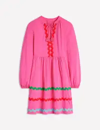Corinna Ric Rac Jersey Dress-Sorbet Pink(Regular,2)