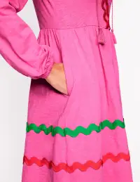 Corinna Ric Rac Jersey Dress-Sorbet Pink(Regular,2)