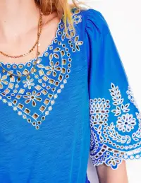 Isabel Broderie Mix maxi Dress-Cerulean Blue(Petite,2)