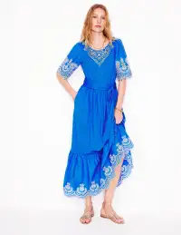 Isabel Broderie Mix maxi Dress-Cerulean Blue(Petite,2)
