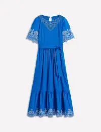 Isabel Broderie Mix maxi Dress-Cerulean Blue(Petite,2)
