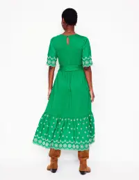 Isabel Broderie Mix maxi Dress-Rich Emerald(Petite,2)