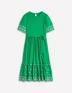 Isabel Broderie Mix maxi Dress-Rich Emerald(Petite,2)