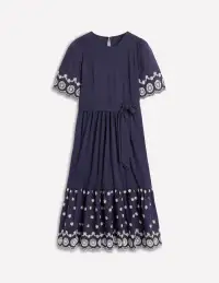 Isabel Broderie Mix maxi Dress-Navy(Petite,2)