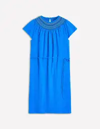 Nina Smocked T-Shirt Dress-Kingfisher Blue(Regular,2)