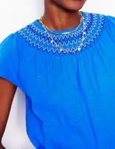 Nina Smocked T-Shirt Dress-Kingfisher Blue(Regular,2)