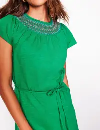 Nina Smocked T-Shirt Dress-Rich Emerald(Regular,2)