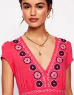 Eloise Embroidered Midi Dress-Camelia Pink(Petite,2)