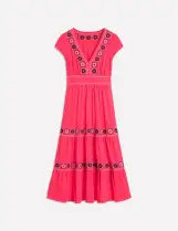 Eloise Embroidered Midi Dress-Camelia Pink(Petite,2)