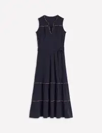 Tara Trim Tiered Jersey Dress-Navy(Petite,2)