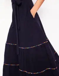 Tara Trim Tiered Jersey Dress-Navy(Petite,2)