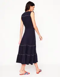 Tara Trim Tiered Jersey Dress-Navy(Petite,2)