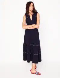 Tara Trim Tiered Jersey Dress-Navy(Petite,2)