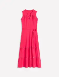 Tara Trim Tiered Jersey Dress-Camelia Pink(Petite,2)
