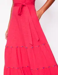 Tara Trim Tiered Jersey Dress-Camelia Pink(Petite,2)