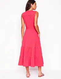 Tara Trim Tiered Jersey Dress-Camelia Pink(Petite,2)