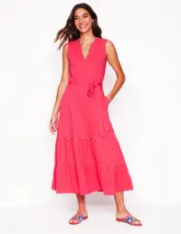 Tara Trim Tiered Jersey Dress-Camelia Pink(Petite,2)