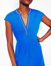 Chloe Embroidered Short Dress-Cerulean Blue(Petite,2)